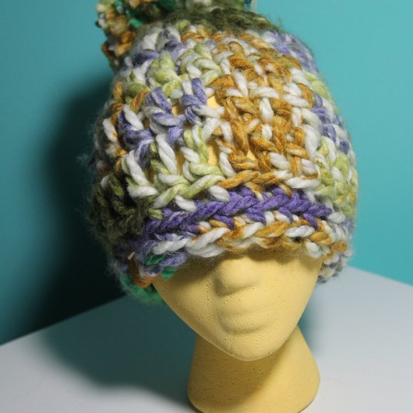 CHUNKY CROCHET SLOUCHY BEANIE HAT CAP Happy Trails 4ever - Picture 5 of 12